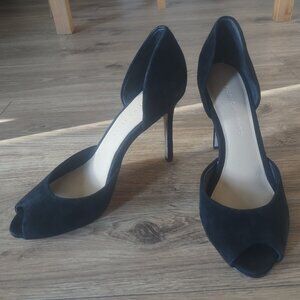 Veronica Beard Midnight Peep-Toe Stilettos